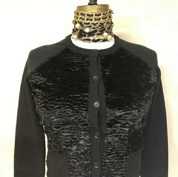 Max Mara knitted swetter-jacket with fur front